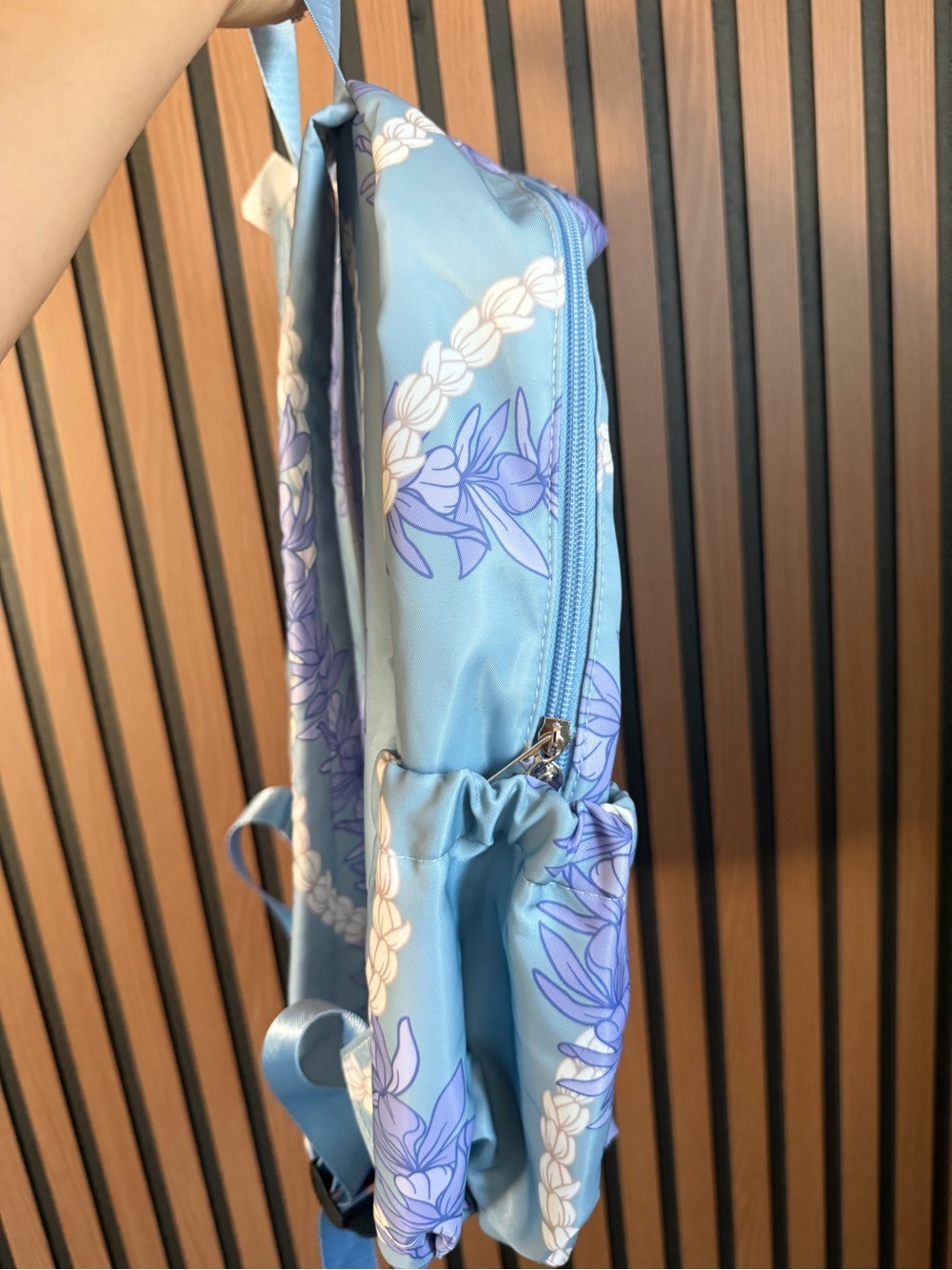 Hawaiian Light Blue Floral Rope-Print Women's Backpack - Picture 3 of 7